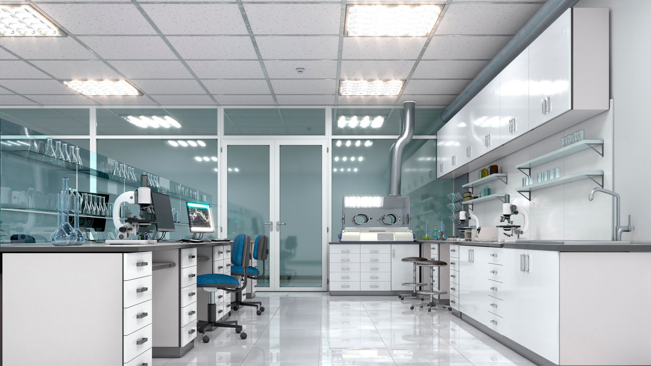 Interior of laboratory workplace