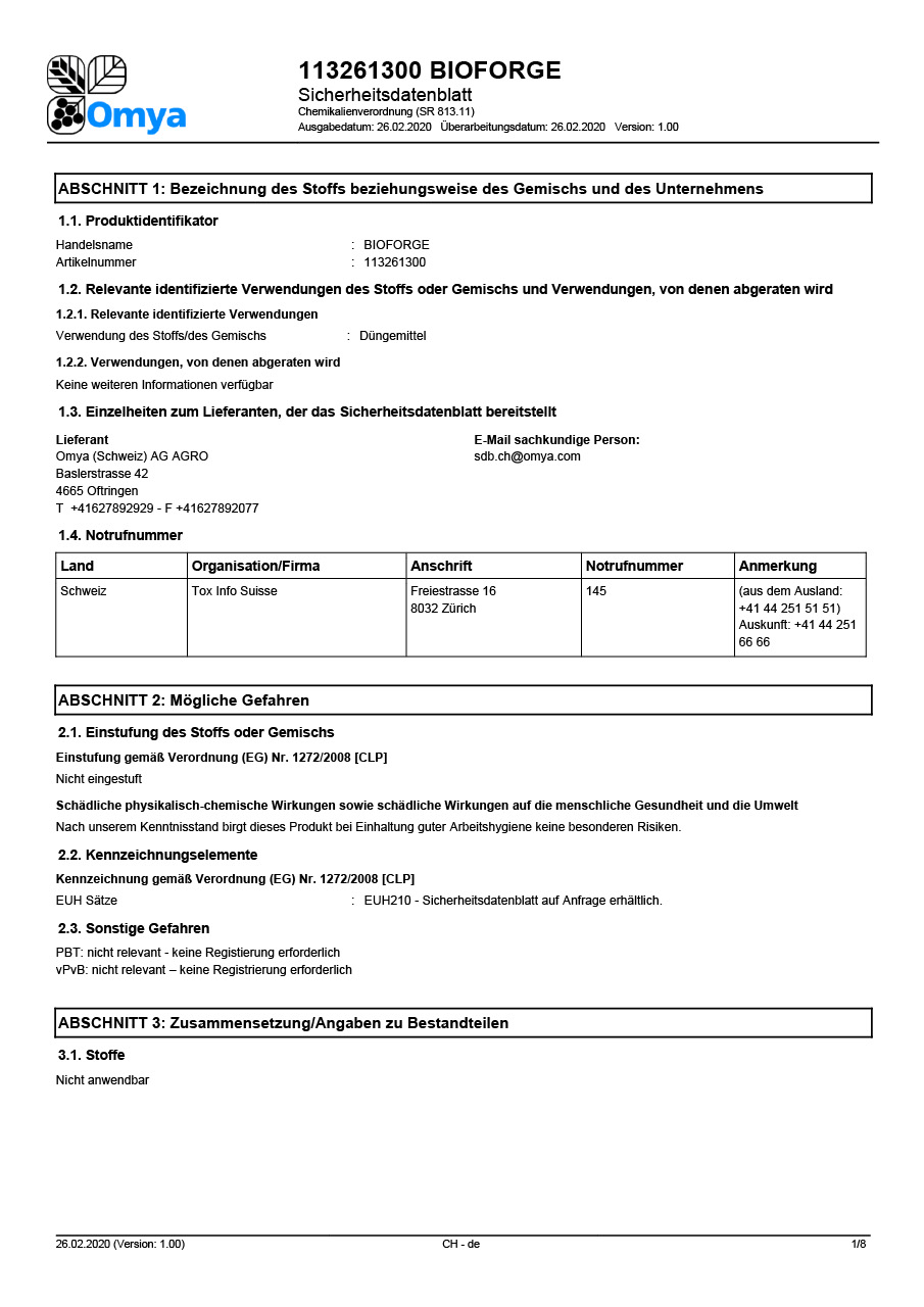 Sicherheitsdatenbltter Pflanzenschutz und Dngung | Omya Agro