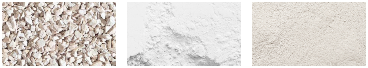 Calcium carbonate products with different purity, particle size and solubility: