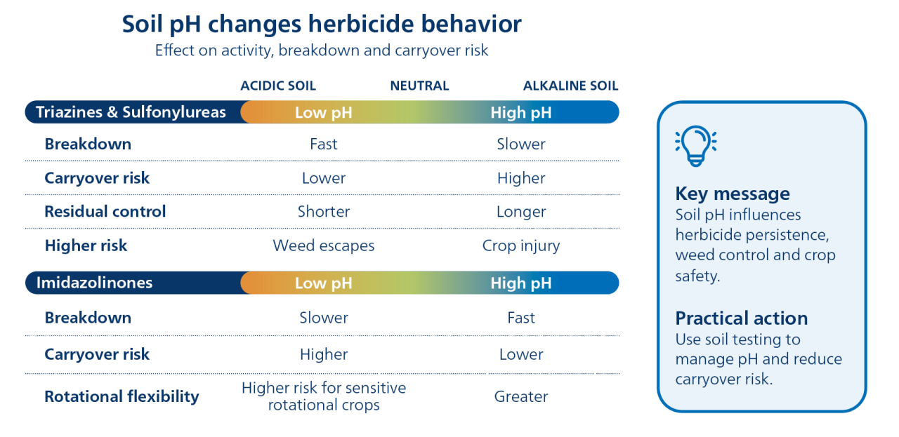 Figure 2. Effect of soil pH on herbicide behavior