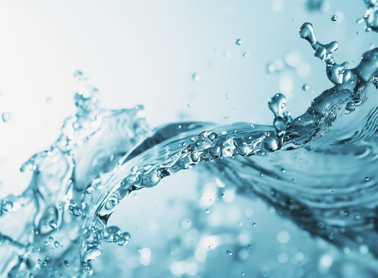 A stunning capture of clear blue water splashing